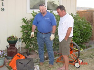 Jim Brooks discussing an inspection with a customer.